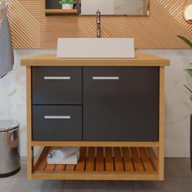 Imagem de Gabinete Toucador Para Banheiro Pretty 84cm Com Cuba Torino Branco/Grafite