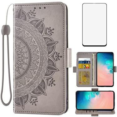 Imagem de Asuwish Capa tipo carteira compatível com Samsung Galaxy S10e, vidro temperado, suporte para cartão de crédito, alça de pulso, suporte para celular para Glaxay S 10e Gaxaly 10se Galaxies Se10 cinza