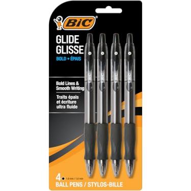 Imagem de BIC Caneta esferográfica retrátil Glide Bold com ponta grossa (1,6 mm), preta, ótima para uso diário, 4 unidades
