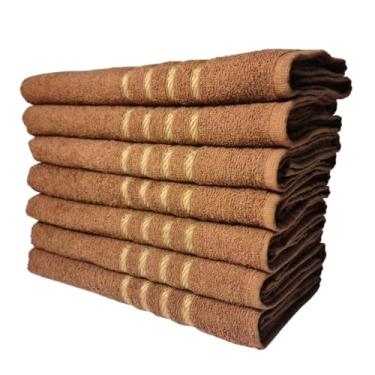 Imagem de Kit 03 Toalhas de Rosto Luxo Dourado Dubai 330g/m² 45x70cm Custo Benefício (Marrom Escuro)
