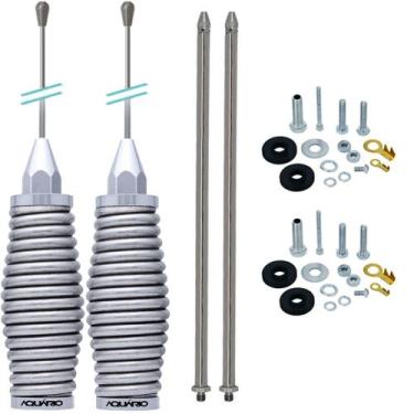 Imagem de 2 Antena Px Mola Inox 2,70 Metros Maria Mole Alongador 60cm Parafusos 