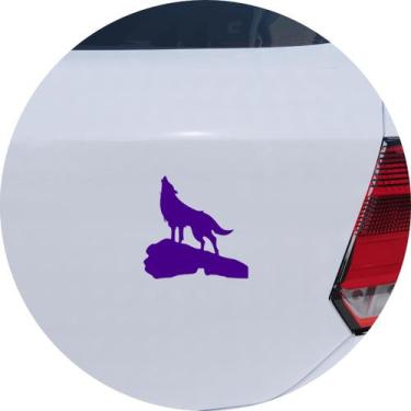 Imagem de Adesivo de Carro Lobo Uivando na Pedra - Cor Roxo - Melhor Adesivo, Ro