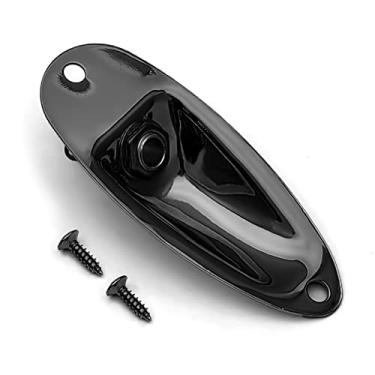 Imagem de MAXCHEER Placa de tomada de entrada de guitarra estilo barco carregado com saída 1/4 polegada com parafusos para guitarra elétrica Fender Stratocaster Strat St Mono para peças de reposição de guitarra
