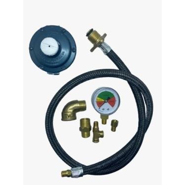 Imagem de Kit Central De Gás Cilindro P45 com Manômetro Registro Reg. 7kg