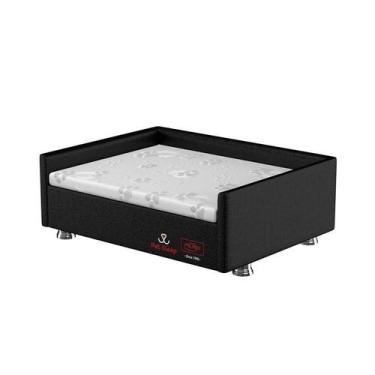 Imagem de Conjunto Cama Box Pet Sleep Pelmex Luxo Preto e Branco para Cães e Gat