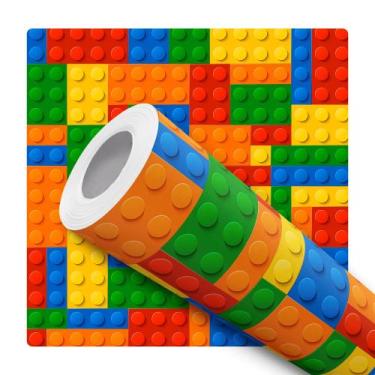 Imagem de Papel de Parede Vinílico Infantil Colorido Lego Quarto 10m - DELIQUADR