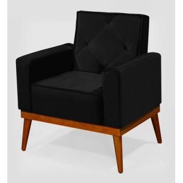 Imagem de Poltrona Decorativa Leitura Conforto Macia Veludo Preta Luxo Relax Mod