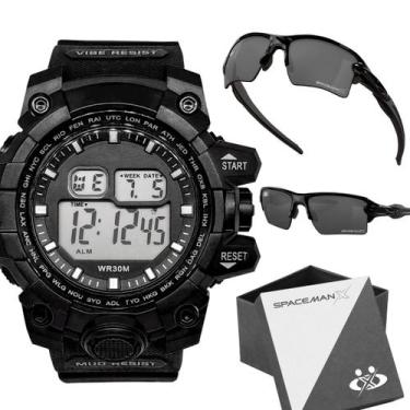Imagem de Oculos proteção uv + relogio masculino prova dagua digital esportivo a