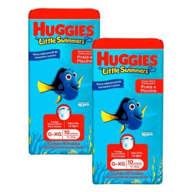 Imagem de Kit 2 Fralda Huggies Little Swimmers Tamanho G/XG Pacote com 10 Fralda