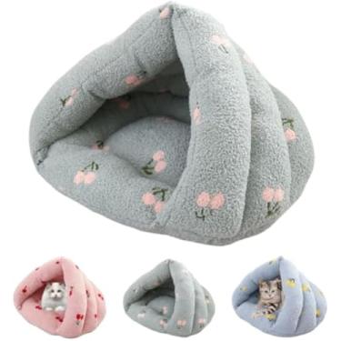Imagem de Saco de dormir de inverno para gatos, tapete de almofada lavável, quarto dobrável para gatos pequenos, coelhos e cães pequenos (verde, 60 x 35 x 44 cm)