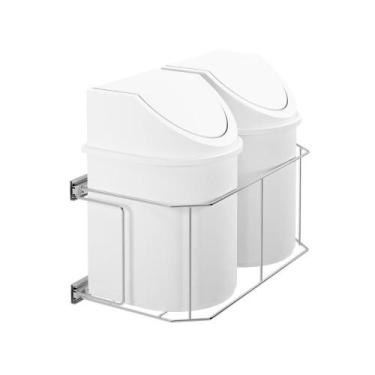 Imagem de Lixeira Para Cozinha Elevatta Deslizante Lateral Dupla 12 Litros 3402 