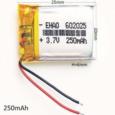 Imagem de Bateria 3.7v 250 Mah Com 2 Fios 6mm X 20mm X 25mm - bgb