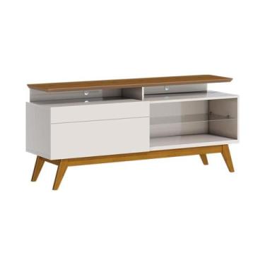 Imagem de Rack Bancada 1 Gaveta com Nicho 146cm Amy Off White/Freijó G29 - Gran 