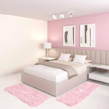 Imagem de Jogo Tapete Passadeira Quarto 2 Uni Rosa Bebe 50 x 140 cm - Tapetes Sa