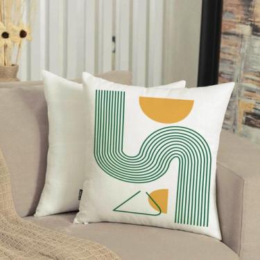 Imagem de Almofada Suede Estampado 40x40cm Vega Amarela/Verde - FASTLAR