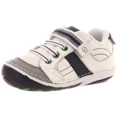 Imagem de Stride Rite Soft Motion Tênis esportivo para bebês e crianças, Branco/Azul marinho, 3.5 Infant
