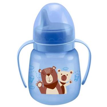 Imagem de Copo Treinamento 240ml Bico Rigido Válvula Redutora - Estampado Azul e