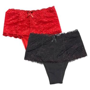 Imagem de Kit 2 Calcinhas Cintura Alta Fristyle Modeladora Com Renda Em Algodão 