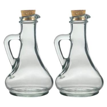 Imagem de Kit 2 Galheteiros de Vidro Com Tampa de Rolha 250ml Azeite - Lyor