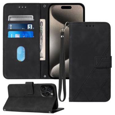 Imagem de Moment Dextrad Capa Flip Couro PU para iPhone 15 Pro, Compartimento para Cartão, Alça de Pulso, Proteção Interna de TPU, Capa Flip de Luxo com Suporte para iPhone 15 Pro (2023)