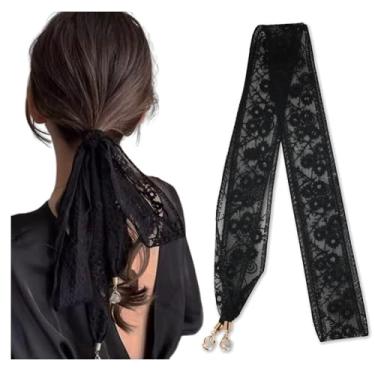 Imagem de Kefley Fita de cabelo floral francesa, lenço de cabeça, bandana para mulheres, meninas, preto, branco, verde, faixa de cabelo, cachecóis, Preto, 1 Count (Pack of 1)