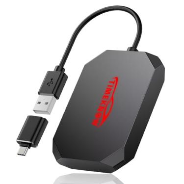 Imagem de Adaptador Carplay sem fio, converte CarPlay com fio para Carplay sem fio e adaptador automotivo Android, plug and play, dongle de carro compatível com Apple iPhone iOS 10+ e carros de 2017, preto