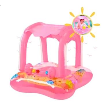 Imagem de Boia Bote Bebê Cobertura Fralda Infantil Rosa Boia Piscina Bebe