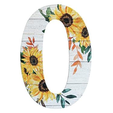 Imagem de COLLECTIVE HOME - Letras de madeira de 30,5 cm para decoração de parede, placa de parede rústica, placas de alfabeto decorativas, número de casa, decorações para festa de inauguração de casa de aniversário de casamento, branco lavado, girassol (O)