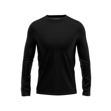 Imagem de Camisa Manga Longa Masculina Proteção Uv 50+ Térmica Dry Fit Preto - E