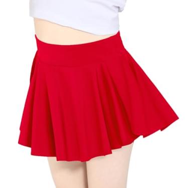 Imagem de Hvididan Saias atléticas para tênis, golfe, short rodado borboleta para crianças, shorts com bolso, Vermelho, 13-14 Anos