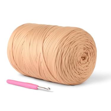 Imagem de Fio de camiseta (800 g/228 jardas), fio macio para artesanato e tecido de crochê de tricô faça você mesmo/bolsa/cesta/porta-copos, tecido elástico 100% poliéster, fios grossos grossos para crochê