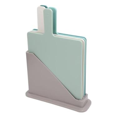 Imagem de Tábua de Corte de Plástico, 4PCS Conjunto de Tábuas de Corte com Suporte de Armazenamento, Tábuas de Corte para Cozinha | Tábua de Corte de Carne para Casa Cozinha Restaurante