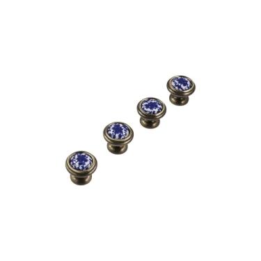 Imagem de zaoalife Puxadores, 4 peças, puxadores de gaveta de flores de porcelana, móveis azuis e brancos, puxadores de armário de cômoda antiga