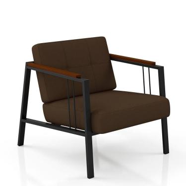 Imagem de Poltrona Decorativa Pomezia Estilo Industrial Preto/marrom - M.a