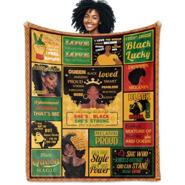 Imagem de NEXVSGL Ideia de presentes afro-americanos, presentes afro-americanos, para mulheres negras, mulheres, meninas, cobertor positivo 152 cm x 127 cm, presentes de aniversário inspiradores para melhores