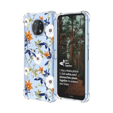 Imagem de RRXSYXL Capa para celular Nokia G50 com estampa floral transparente, proteção à prova de choque, capa de TPU macio para Nokia G50 (floral colorido)