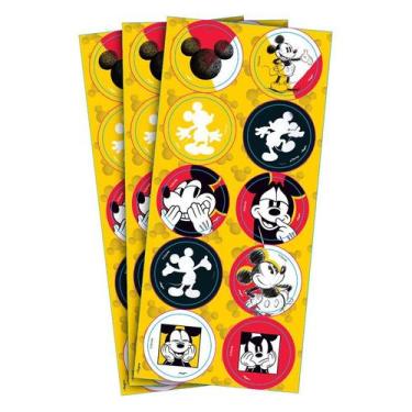 Imagem de Adesivo Redondo Decorativo Festa Mickey Fãs - 30 unidades - Regina - R