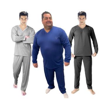 Imagem de Pijama Masculino Manga Longa Comprido Inverno - Longo Inverno, G