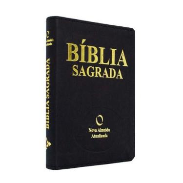Imagem de Bíblia Sagrada Naa Slim Pequena Preta Luxo Com Indice dourado