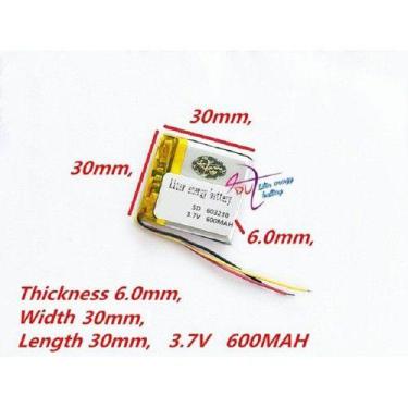 Imagem de 603030 3,7v 3 Fios 6mm X 30mm X 30mm Com 600mah - KMIG