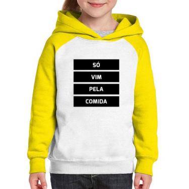 Imagem de Moletom Infantil Só vim pela comida - Foca na Moda, Branco, Amarelo, 8
