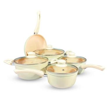 Imagem de Jogo de Panela 5peças Fundo Triplo de Indução Incanto Creme - Pratika