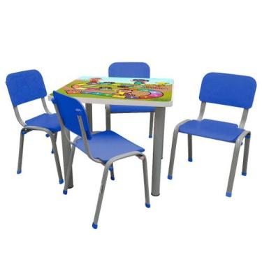 Imagem de Kit Mesa Infantil com 4 Cadeiras Reforçada LG flex Azul - LG Flex Cade