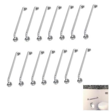 Imagem de Alça de Apoio 80cm Barra Inox Segurança Kit 14 Unidades Idoso Deficien