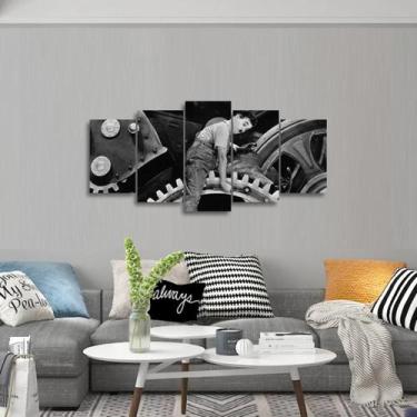 Imagem de Quadro Charlie Chaplin Comédia Engrenagens Mosaico - Wall Frame