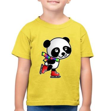 Imagem de Camiseta Algodão Infantil Panda de Patins - Foca na Moda, Amarelo caná