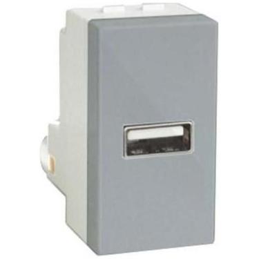 Imagem de Modulo Entrada Usb 2A - Recta Prata Satin Fosco - Blux Recta Prata Sat