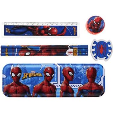 Imagem de Kit Escolar SPIDER-MAN 7 Peças com Estojo Metálico - Molin