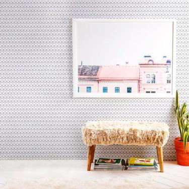 Imagem de Adesivo de Parede Arabesco Cinzento Com Fundo Branco 310x58cm - PapelD