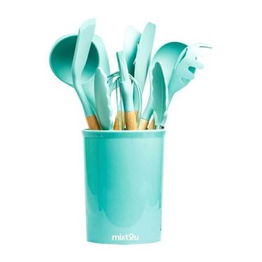 Imagem de Kit 12 Utensílios De Cozinha Em Silicone E Cabo De Madeira - MIXTOU, V